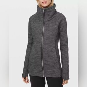LULULEMON Radiant Jacket II Charcoal Heather Silver Zipper Mock Collar Size 6
